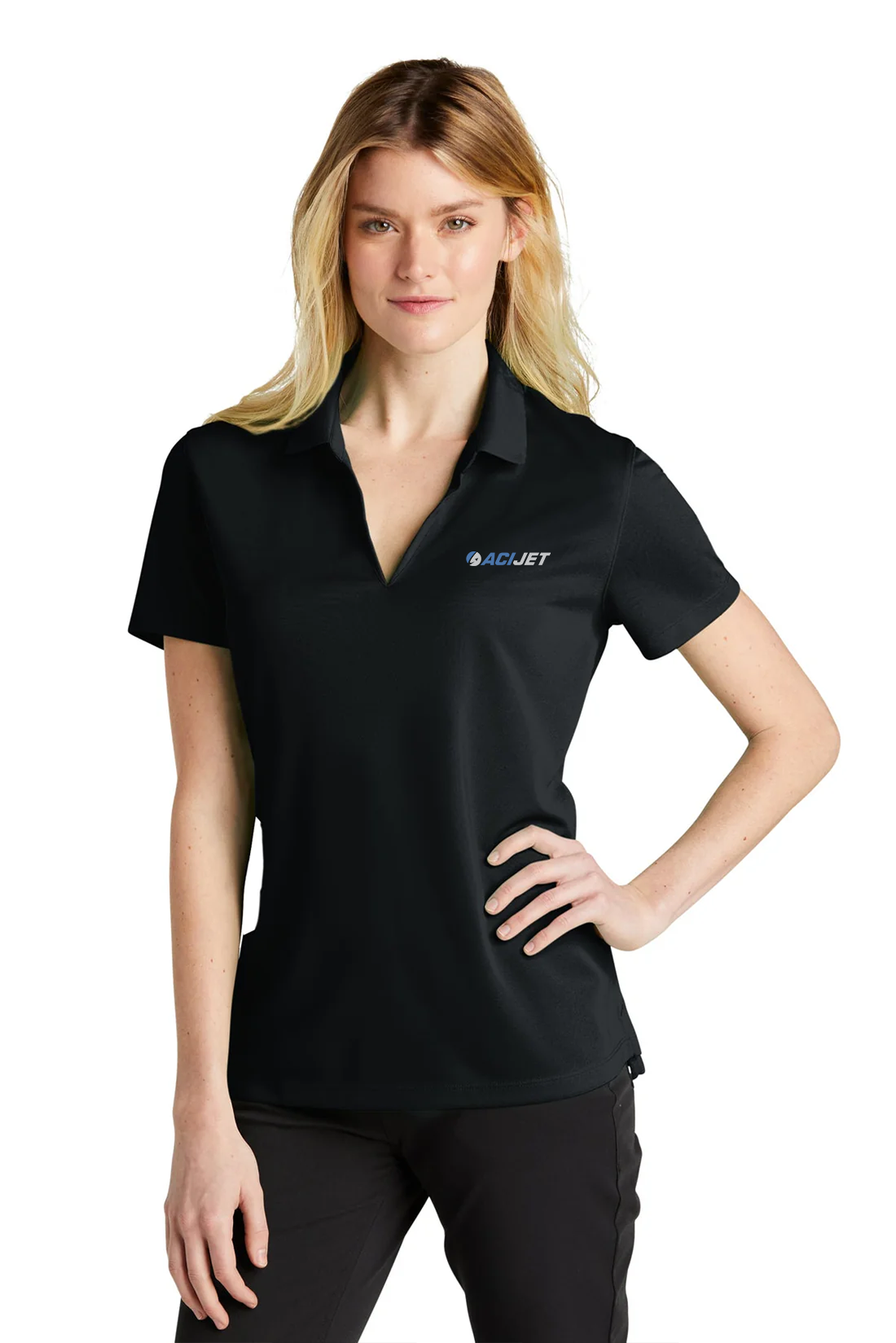 Nike Ladies Dri-FIT Micro Pique Polo, Black [ACI Jet Uniforms]