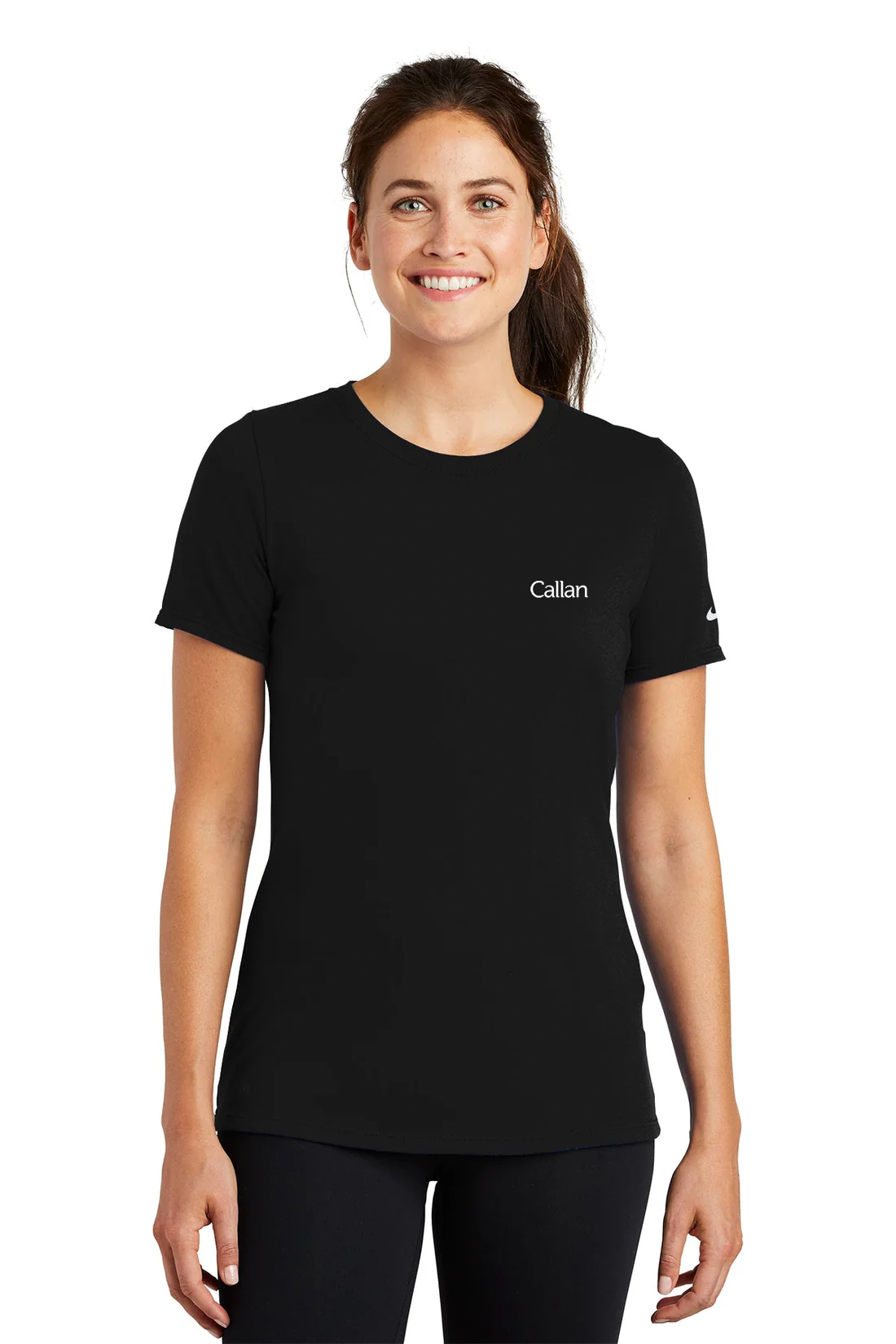 Nike Ladies DriFIT CottonPoly Scoop Neck Tee, Black [Callan LLC]