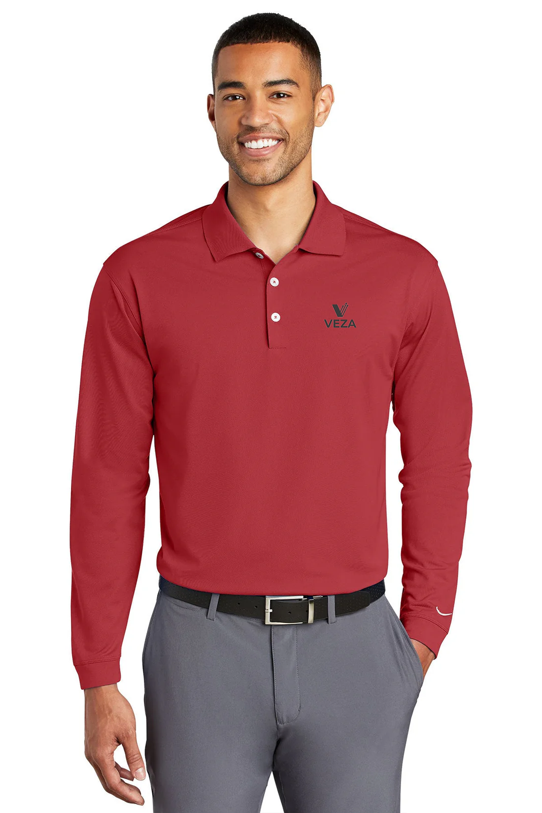 Nike Long Sleeve DriFIT Stretch Tech Polo, Varsity Red [Veza Manufacturing]