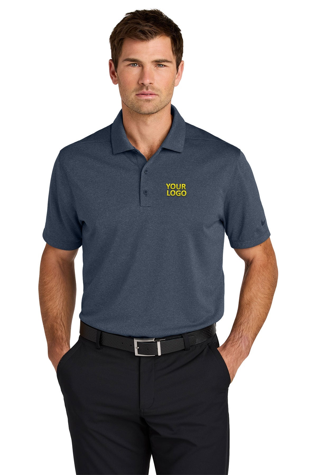 Nike Navy Heather NKFQ4794 custom logo polo shirts embroidered