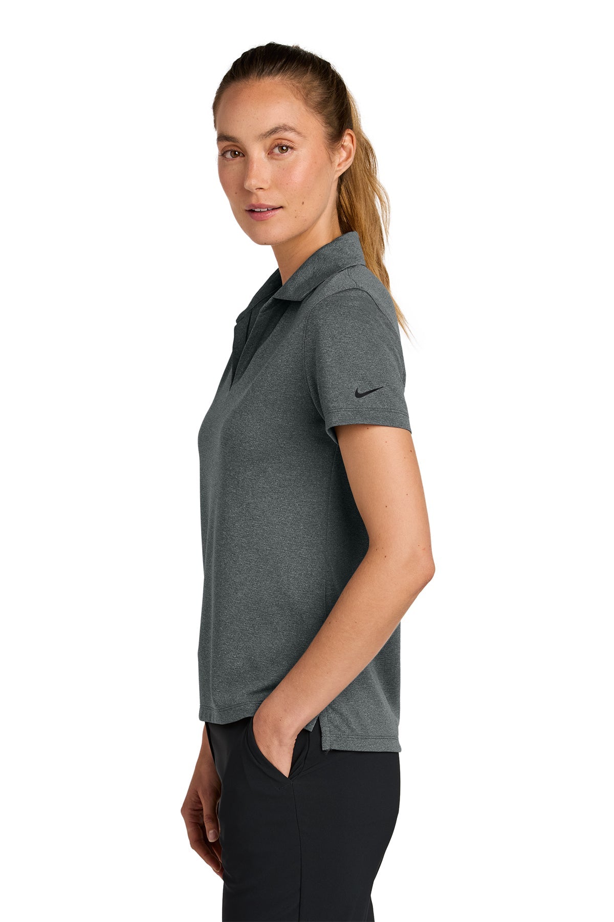 Nike Womens Dri-FIT Smooth Heather Custom Polos, Anthracite Heather