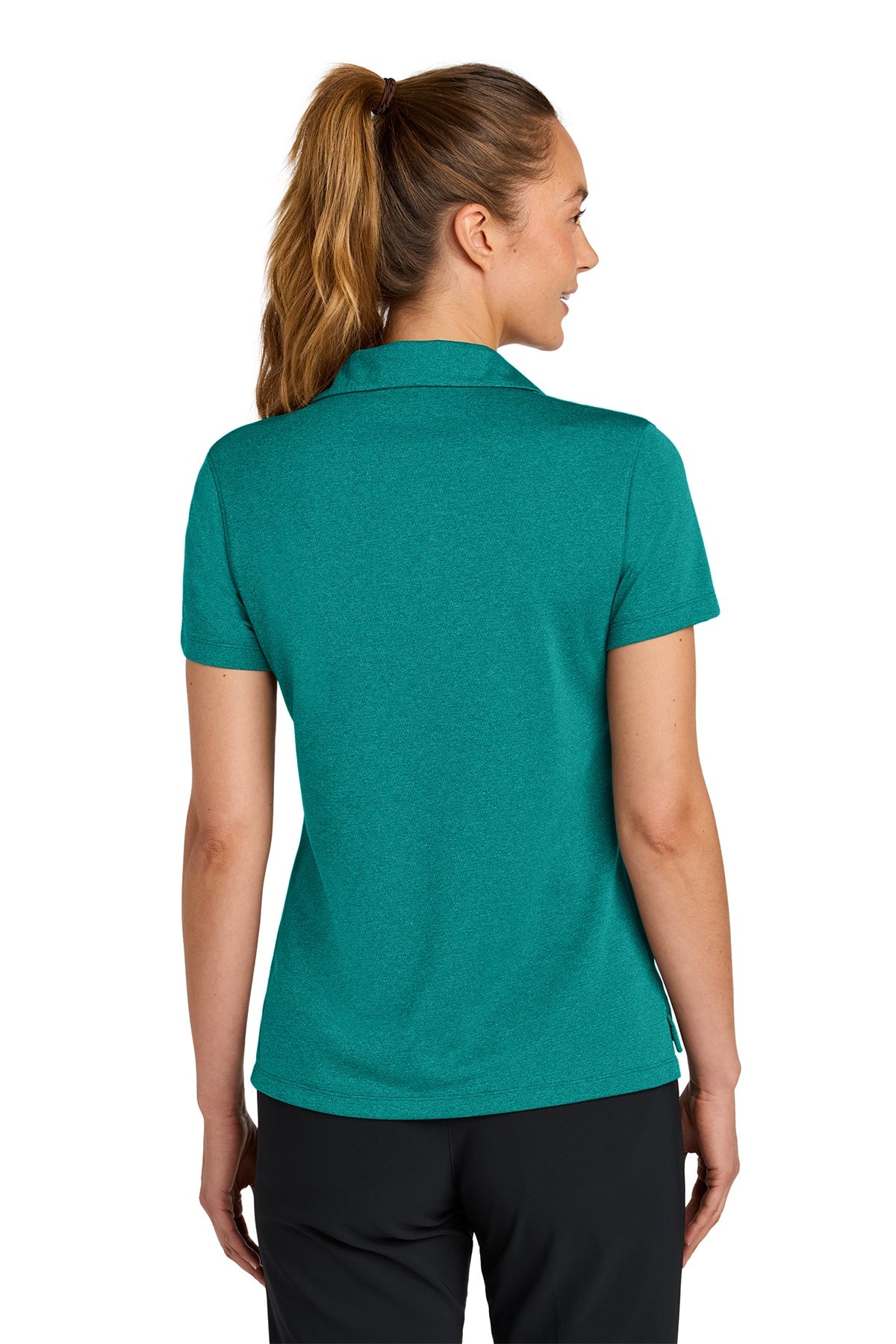 Nike Womens Dri-FIT Smooth Heather Custom Polos, Bright Spruce Heather