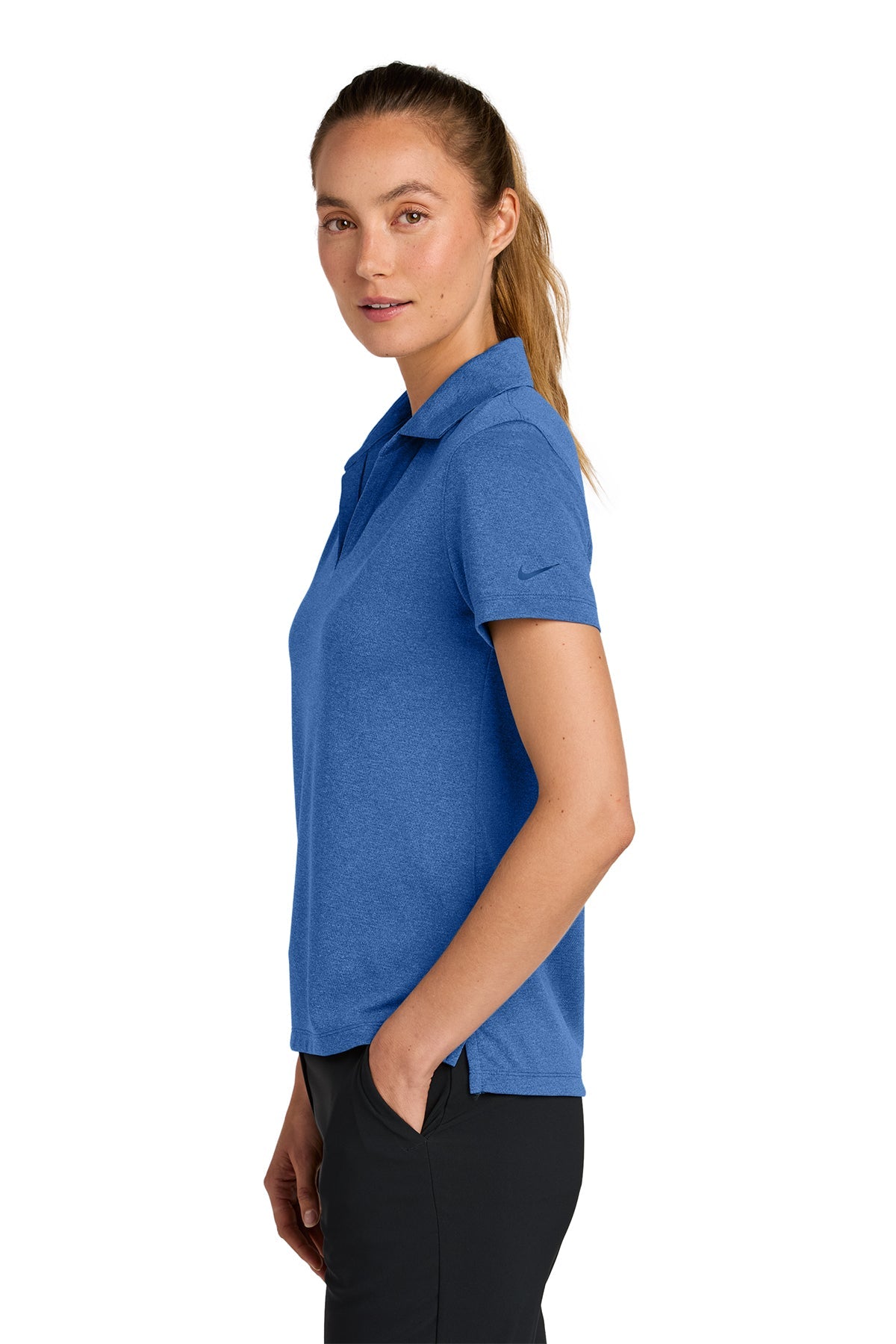 Nike Womens Dri-FIT Smooth Heather Custom Polos, Game Royal Heather