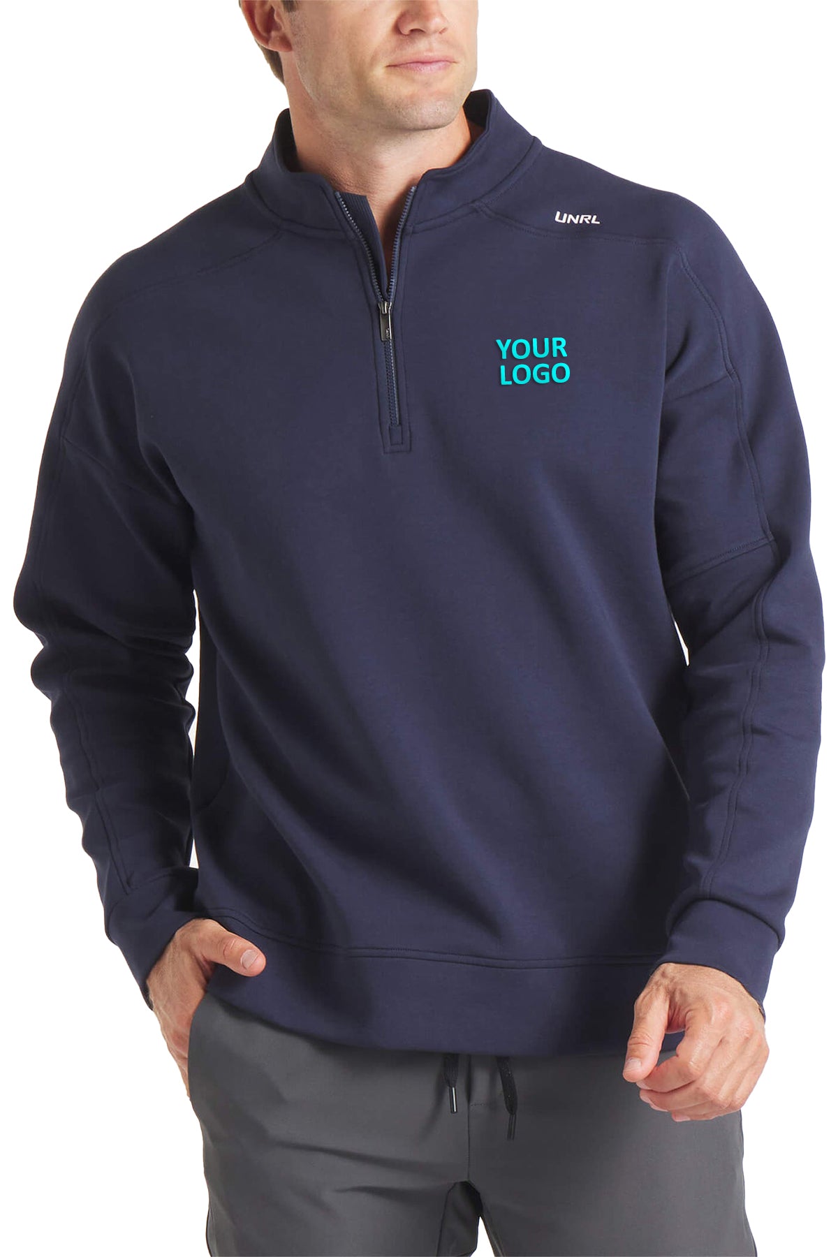 UNRL Outbound Custom Quarter Zips, Midnight Navy