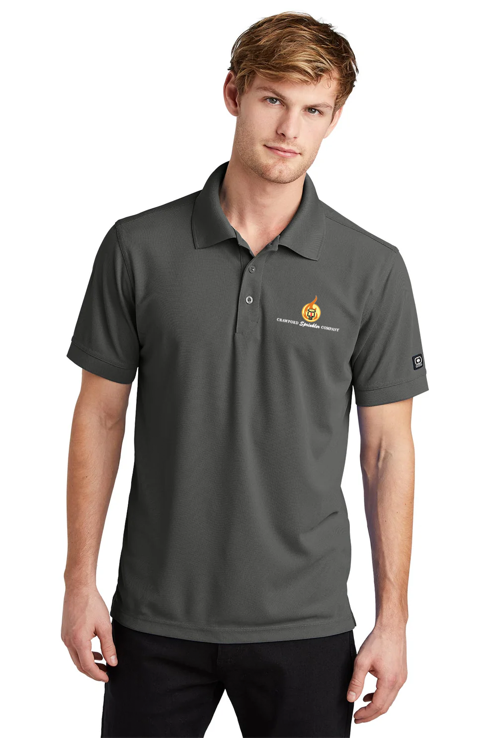 OGIO Caliber Polo, Diesel Grey [Crawford Sprinkler Company of SC, Inc.]