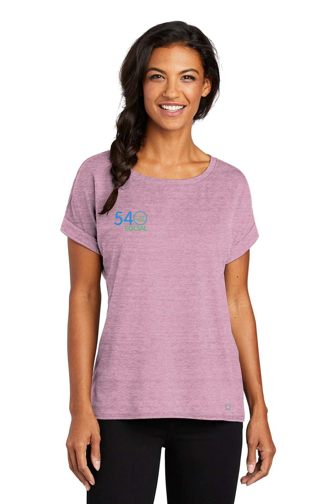 OGIO Ladies Luuma Cuffed Tee, Lilac Heather [540 Social]