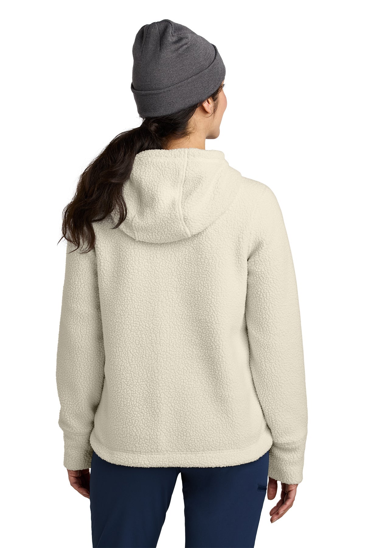 Outdoor Research Womens Packwood Fleece Pullover Custom Hoodies, Oat/ Navy [Evenflo Company Inc.]