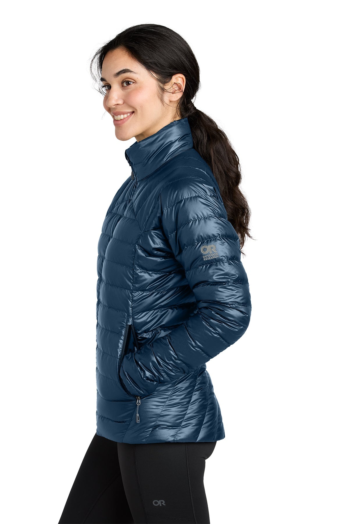 Outdoor Research Womens 800 Tech Down Custom Jackets, Naval Blue