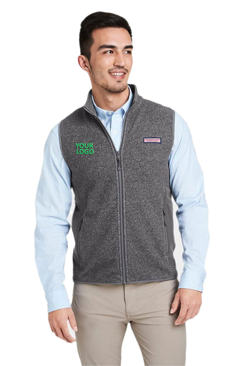 Vineyard Vines Custom Ladies Harbor Fleece Vests, Charcoal Heather