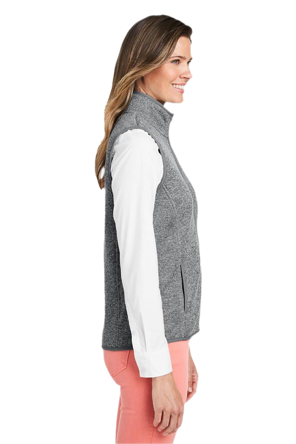 Vineyard Vines Custom Ladies Sweater Fleece Vests, Grey Heather