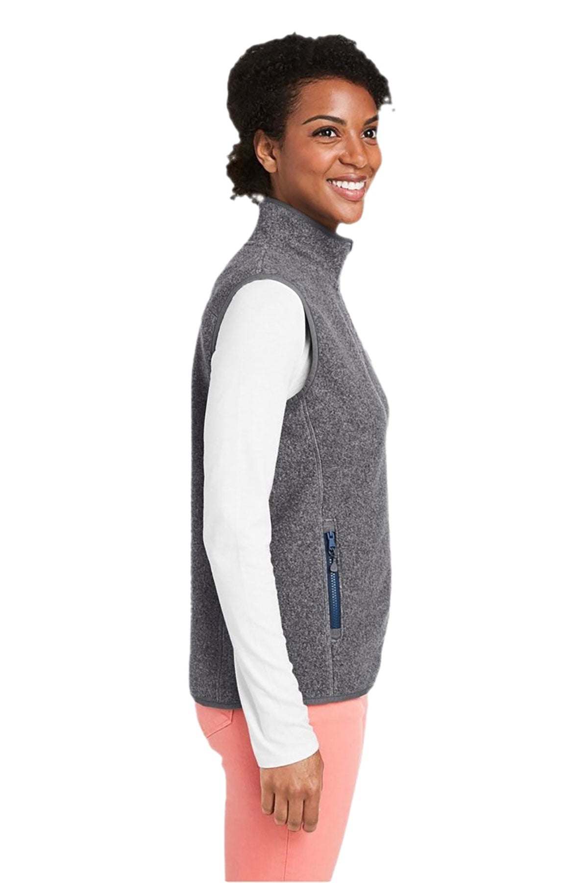 Vineyard Vines Custom Ladies Harbor Fleece Vests, Charcoal Heather