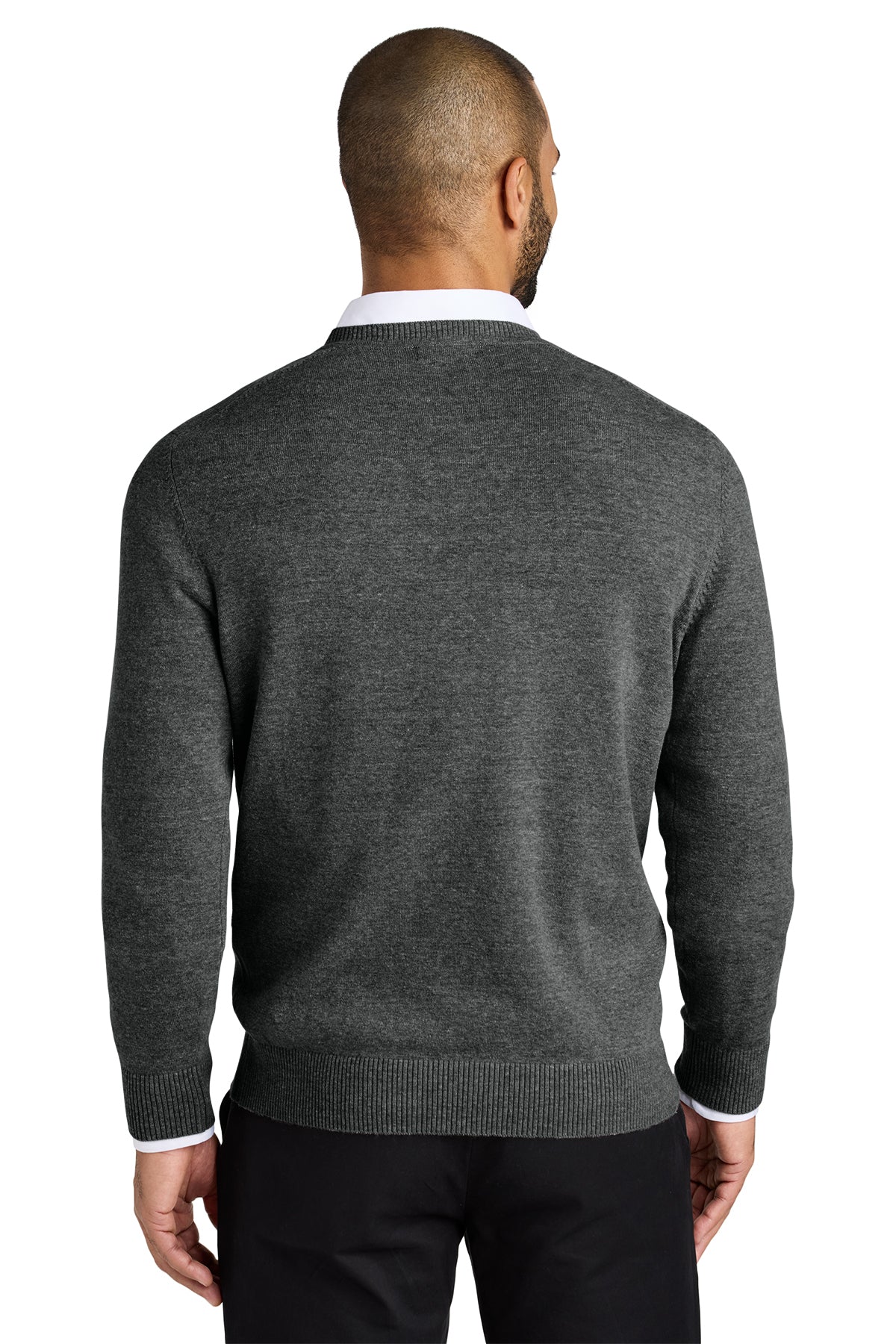 Port Authority Easy Care V-Neck Custom Sweaters, Charcoal Heather