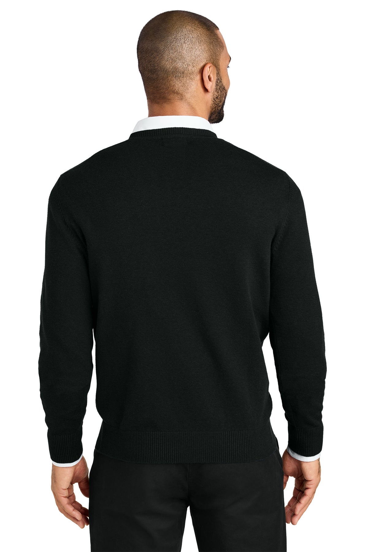 Port Authority Easy Care V-Neck Custom Sweaters, Deep Black [Eastside Vocational Services, Inc.]