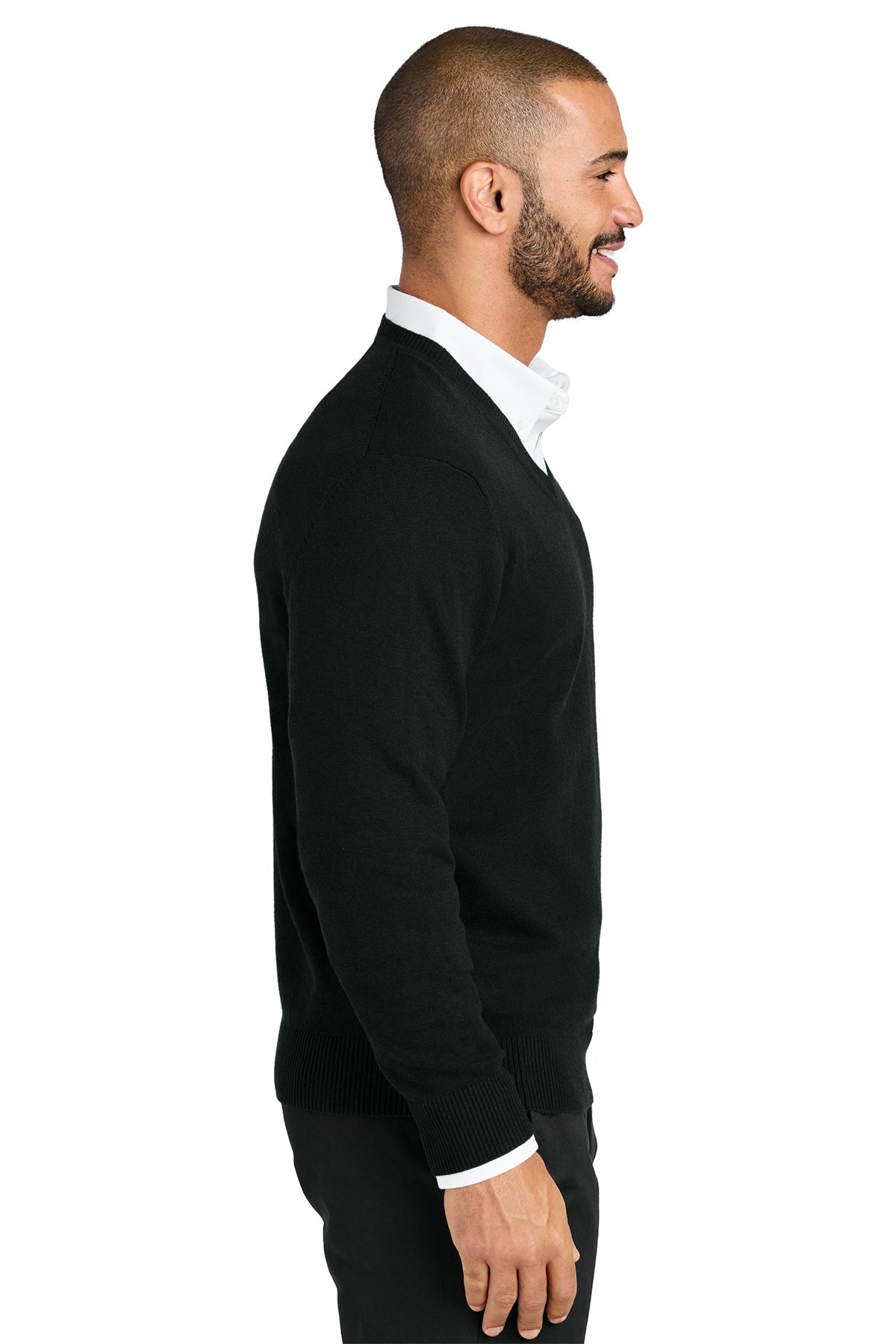 Port Authority Easy Care V-Neck Custom Sweaters, Deep Black [Eastside Vocational Services, Inc.]