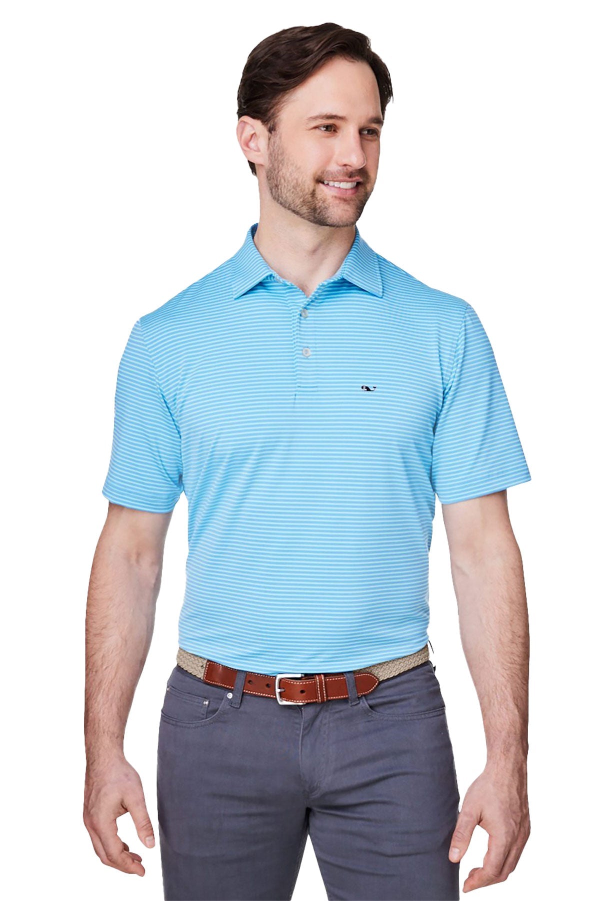 New Vineyard Vines Performance Bradley Stripe Sankaty popular Golf Polo Mens XL Blue