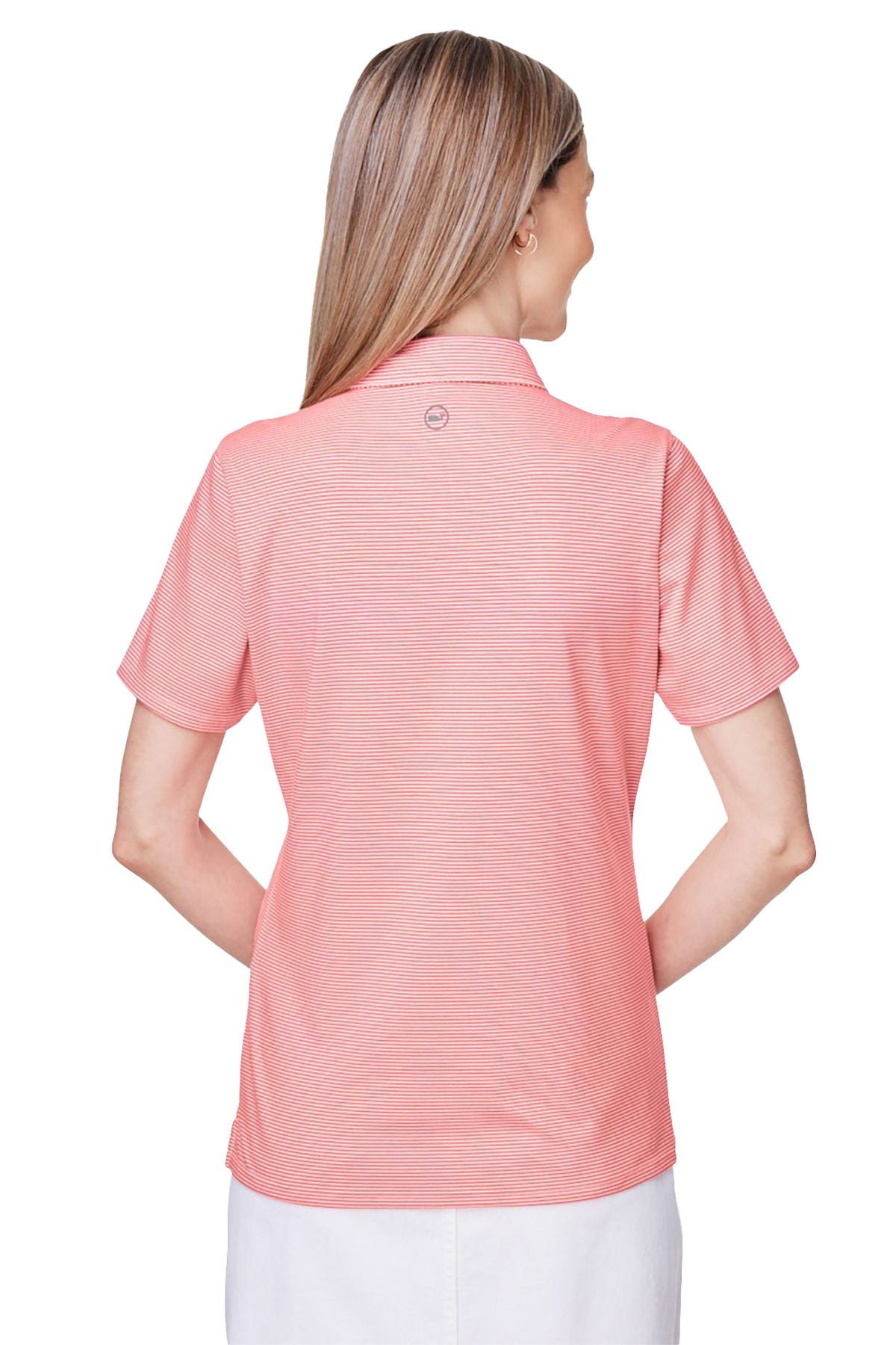 Vineyard Vines Custom Ladies Fanshell Polos, White/Fiery Coral