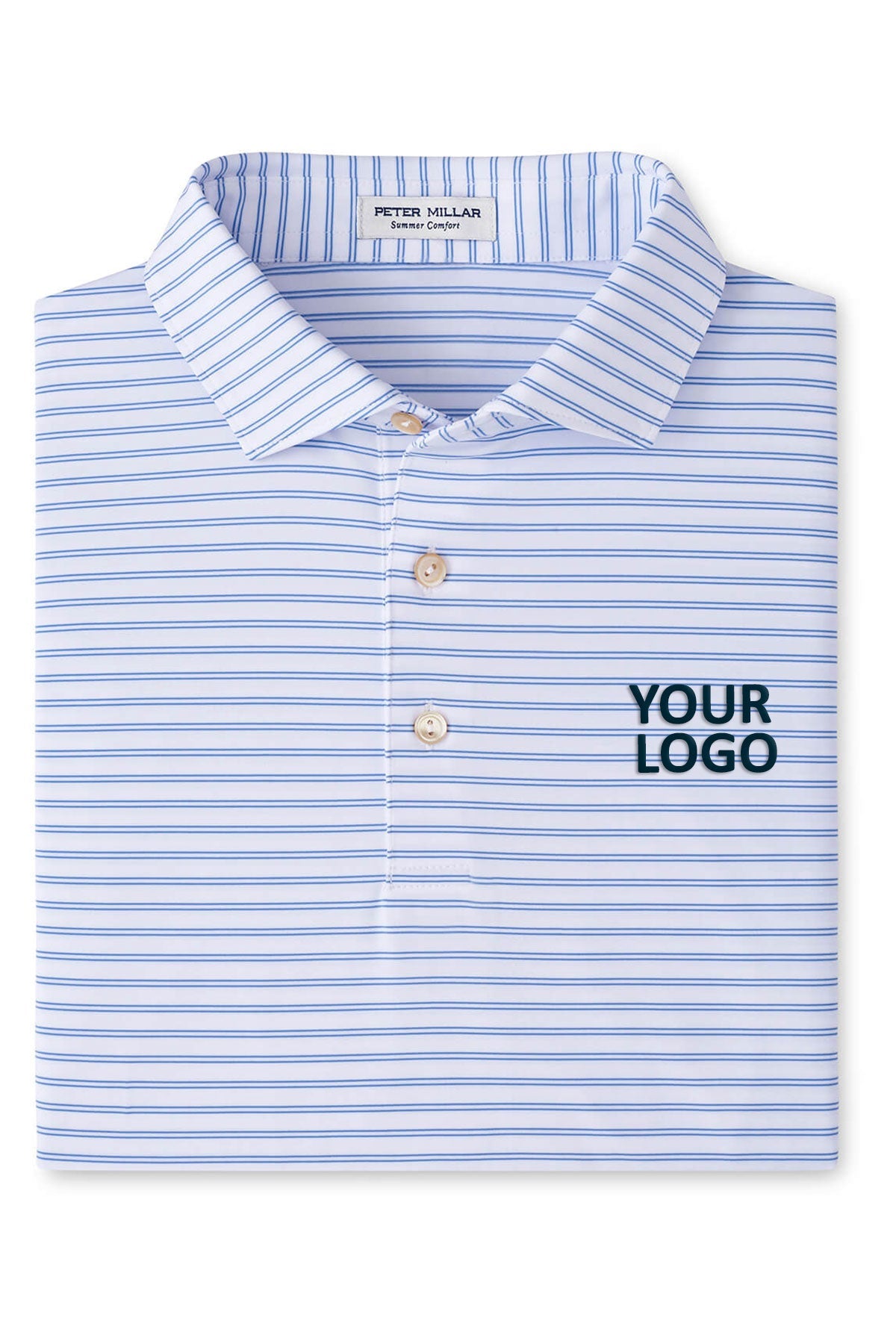 Peter Millar Mens Featherweight Melange Performance Custom Polos, White