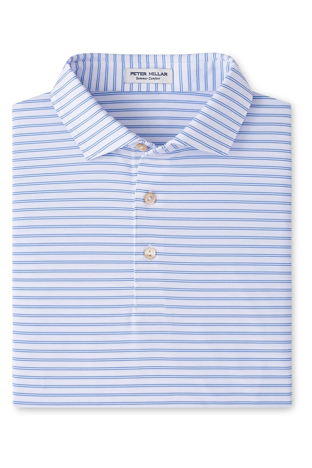 Peter Millar Mens Featherweight Melange Performance Custom Polos, White [Matos Builders]