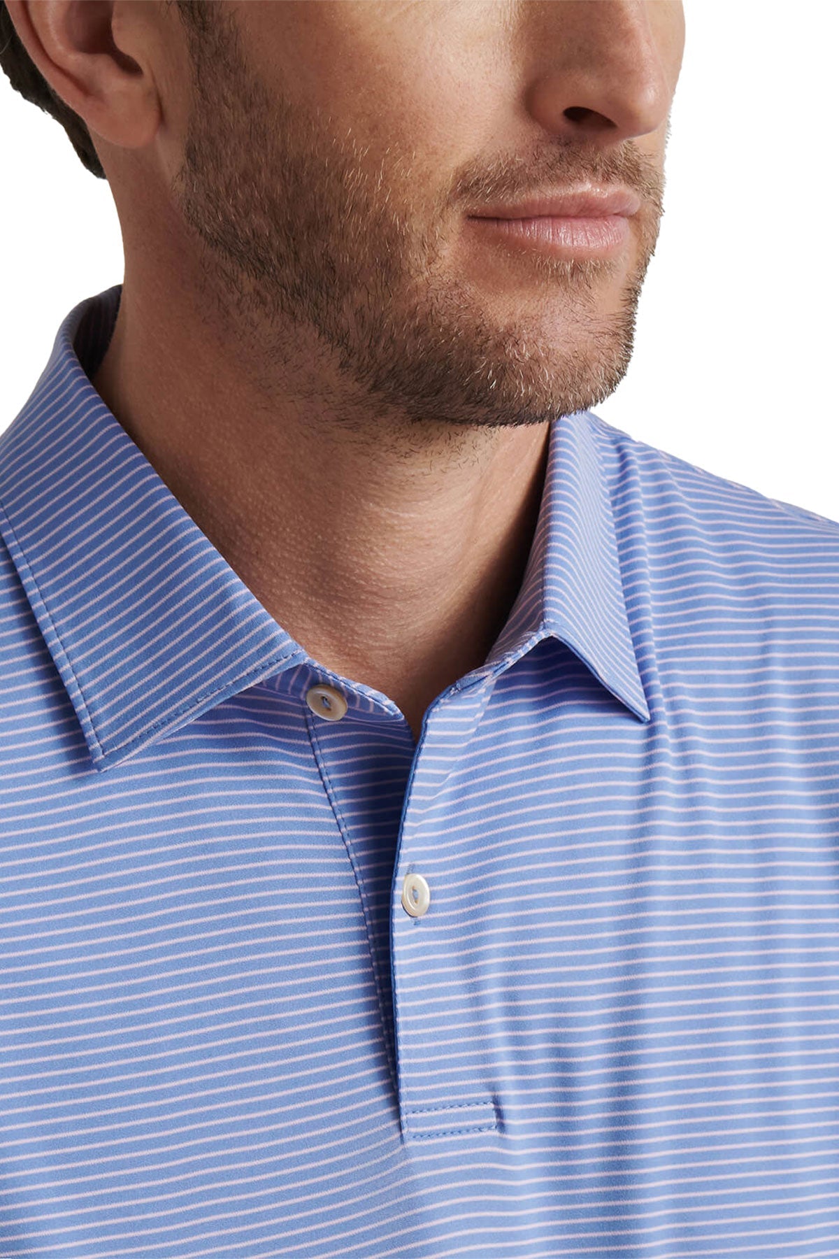 Peter Millar Mens Featherweight Stripe Performance Custom Polos, Evening Tide