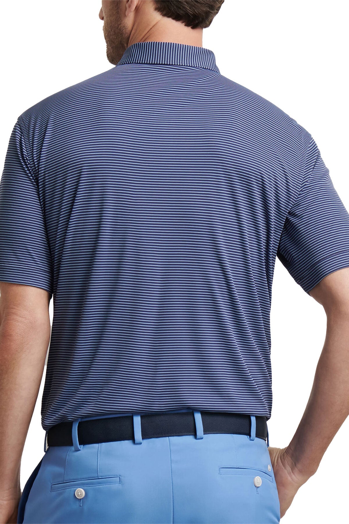 Peter Millar Mens Featherweight Stripe Performance Custom Polos, Navy