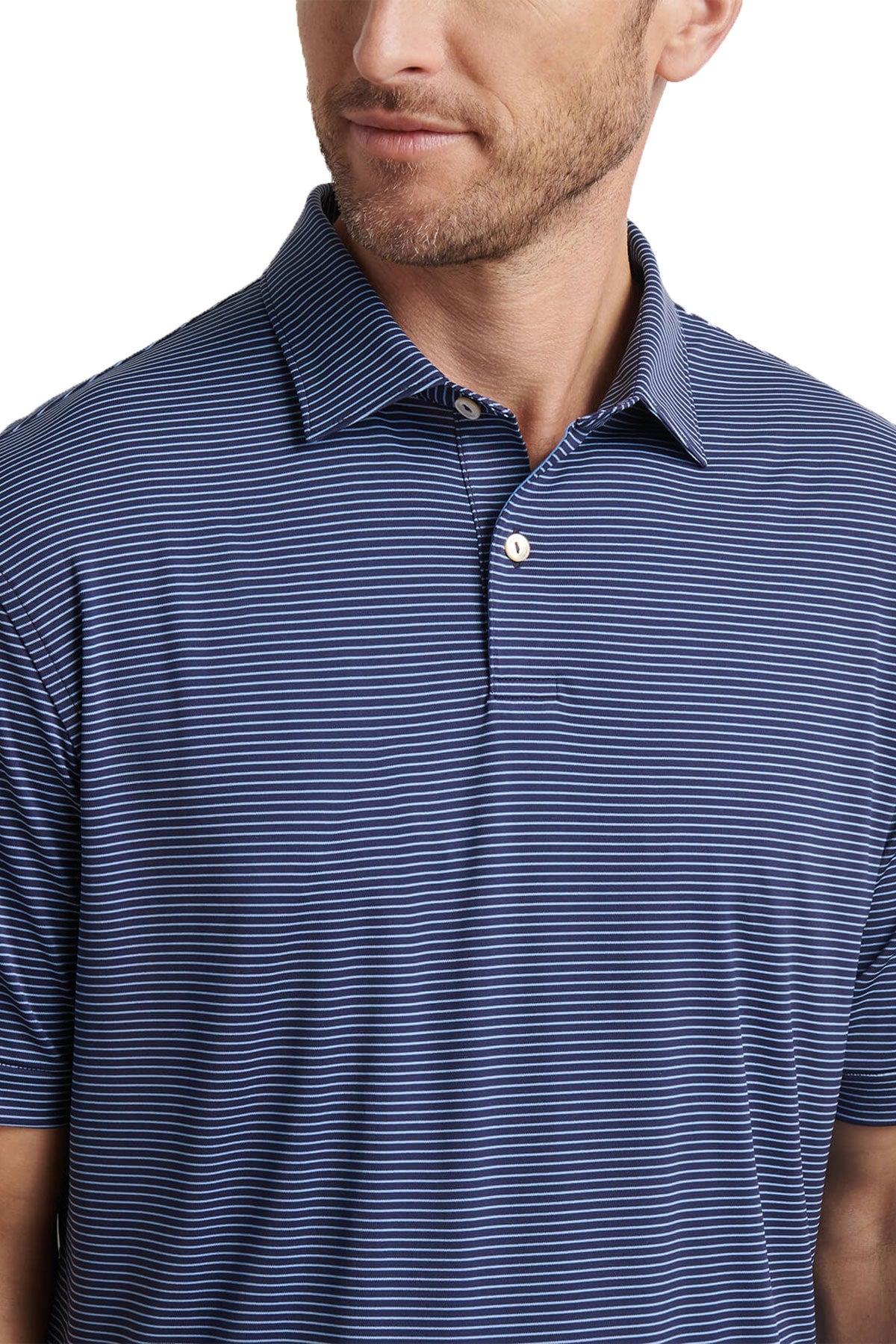 Peter Millar Mens Featherweight Stripe Performance Custom Polos, Navy