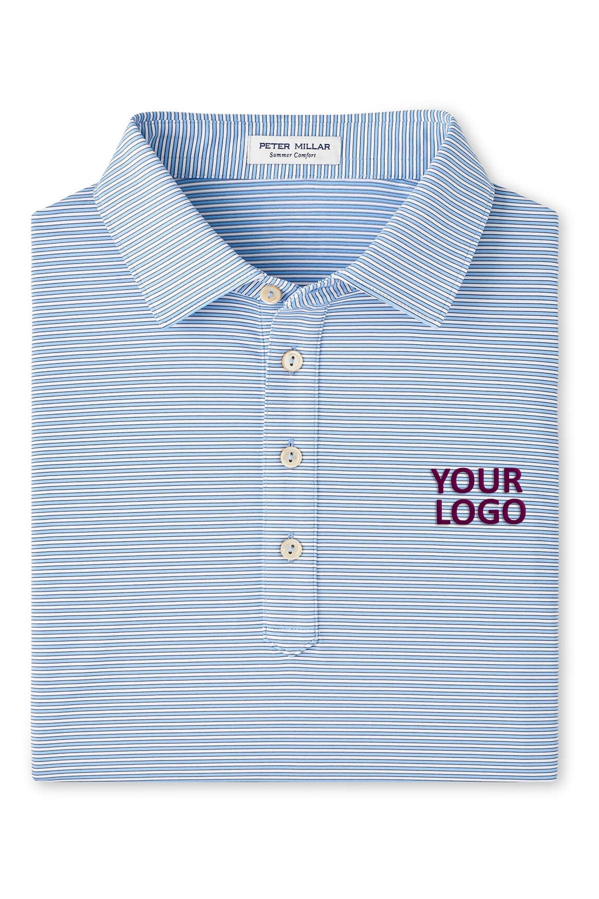 Peter Millar Mens Lawson Performance Jersey Custom Polos, Cottage Blue