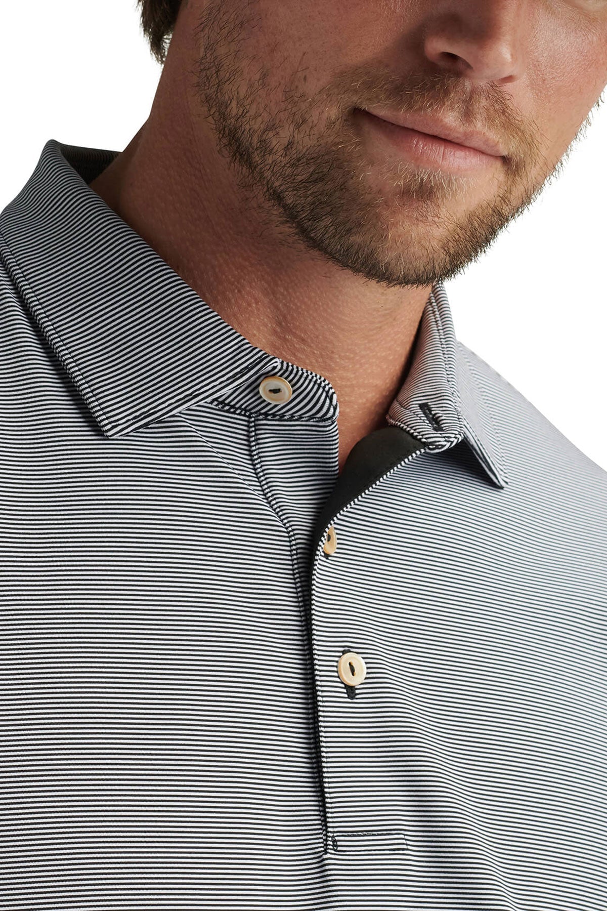 Peter Millar Mens Jubilee Striped Custom Polo, Black