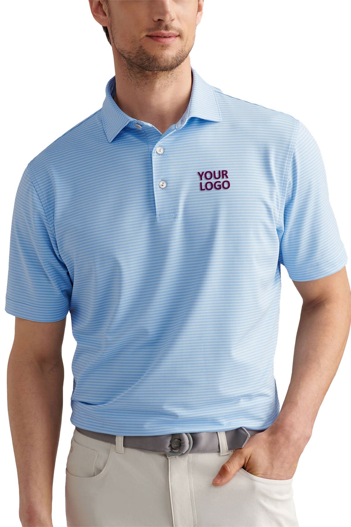 Peter Millar Mens Hales Performance Custom Polos, Cottage Blue/Sky [Launch Test 1]