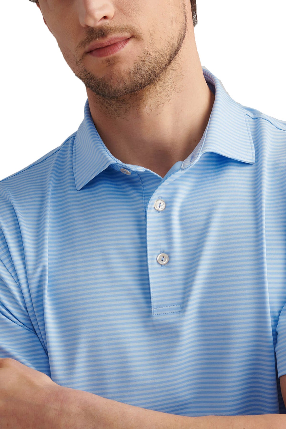 Peter Millar Mens Hales Performance Custom Polos, Cottage Blue/Sky