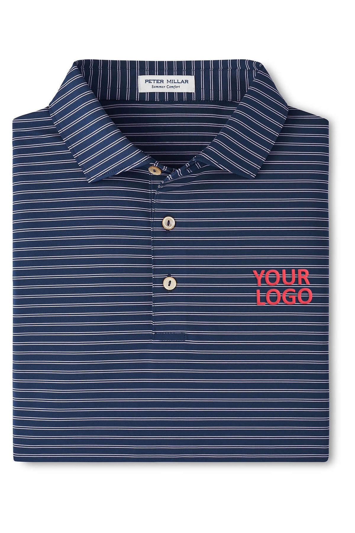 Peter Millar Mens Featherweight Melange Performance Custom Polos, Navy