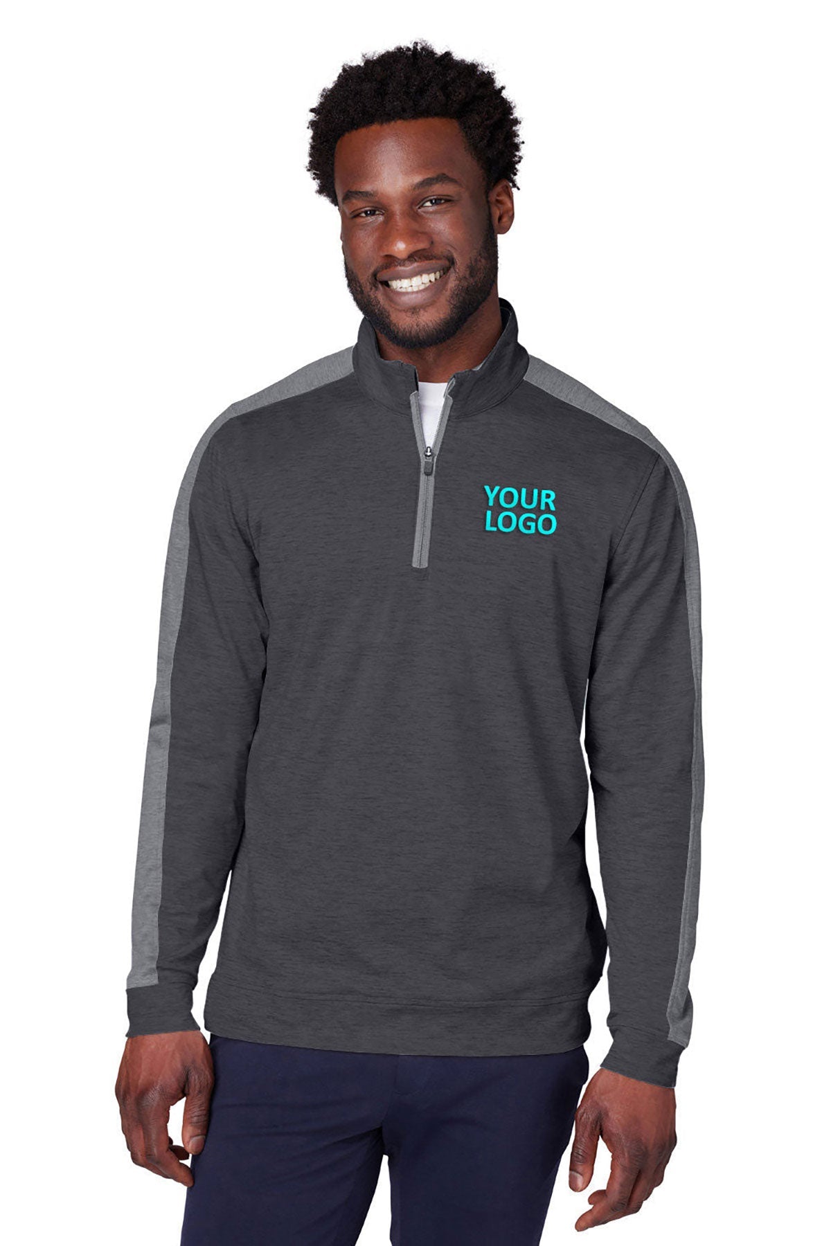 Custom Puma Men's Cloudspun Quarter-Zip, Puma Black Heather