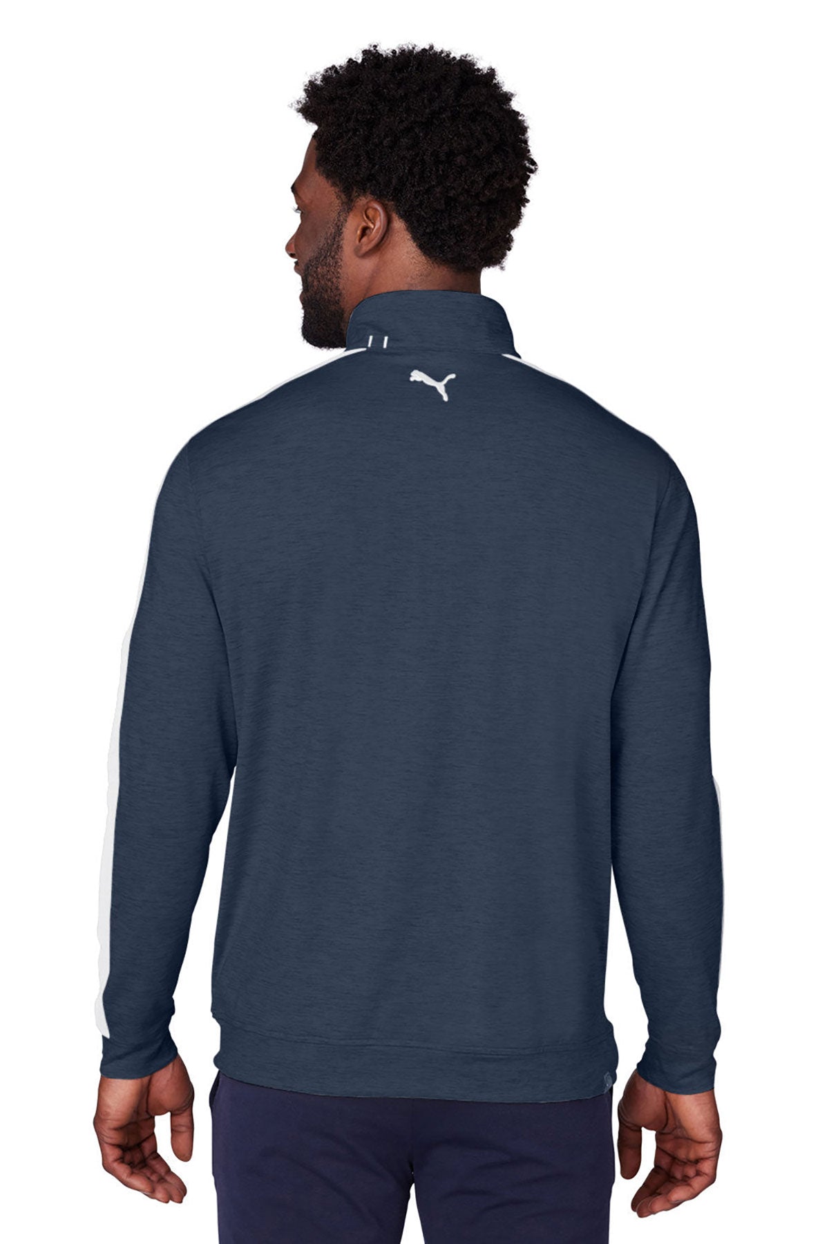 Custom Puma Men's Cloudspun Quarter-Zip, Navy Blaze Heather