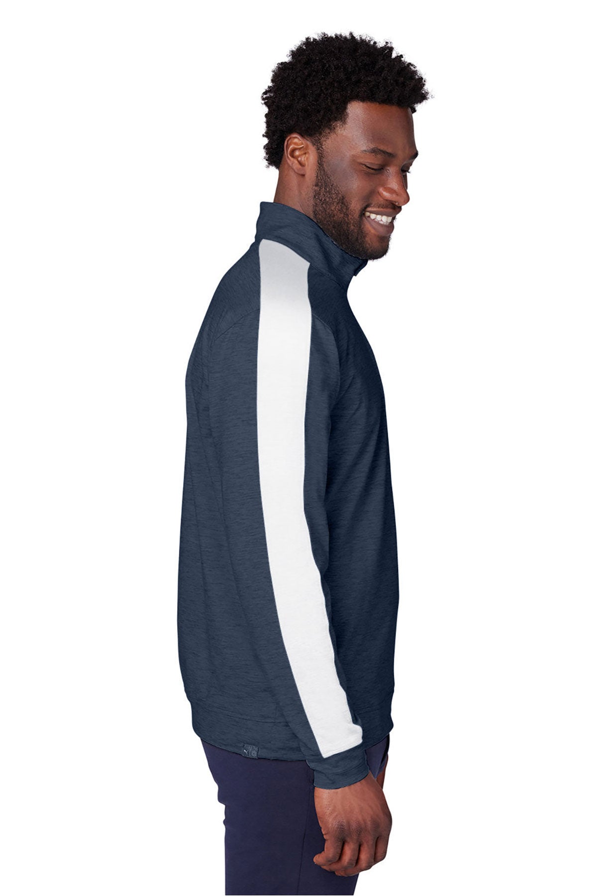 Custom Puma Men's Cloudspun Quarter-Zip, Navy Blaze Heather