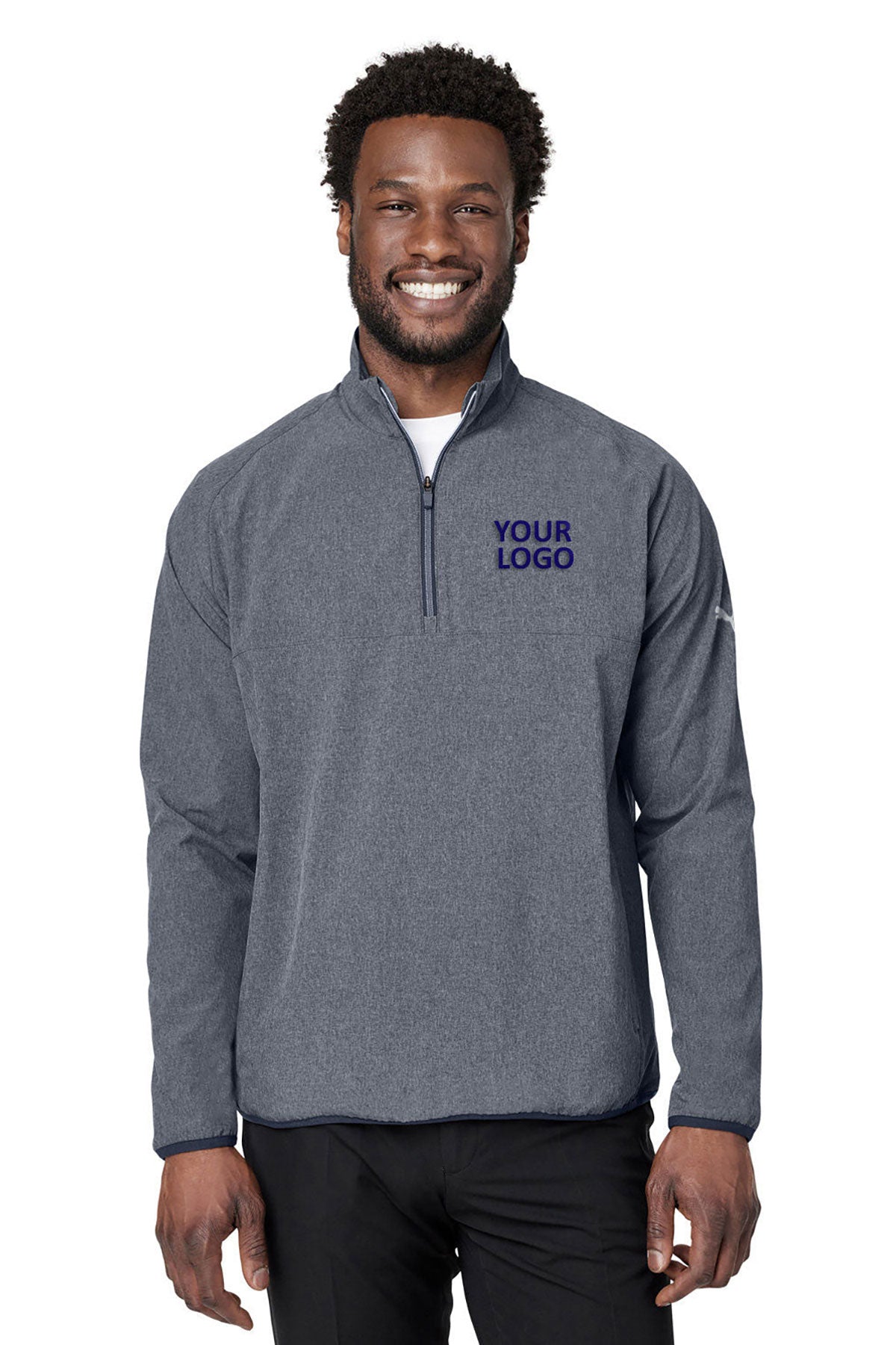 Custom Puma Men's Coastal Woven Quarter-Zip, Navy Blazer Heather
