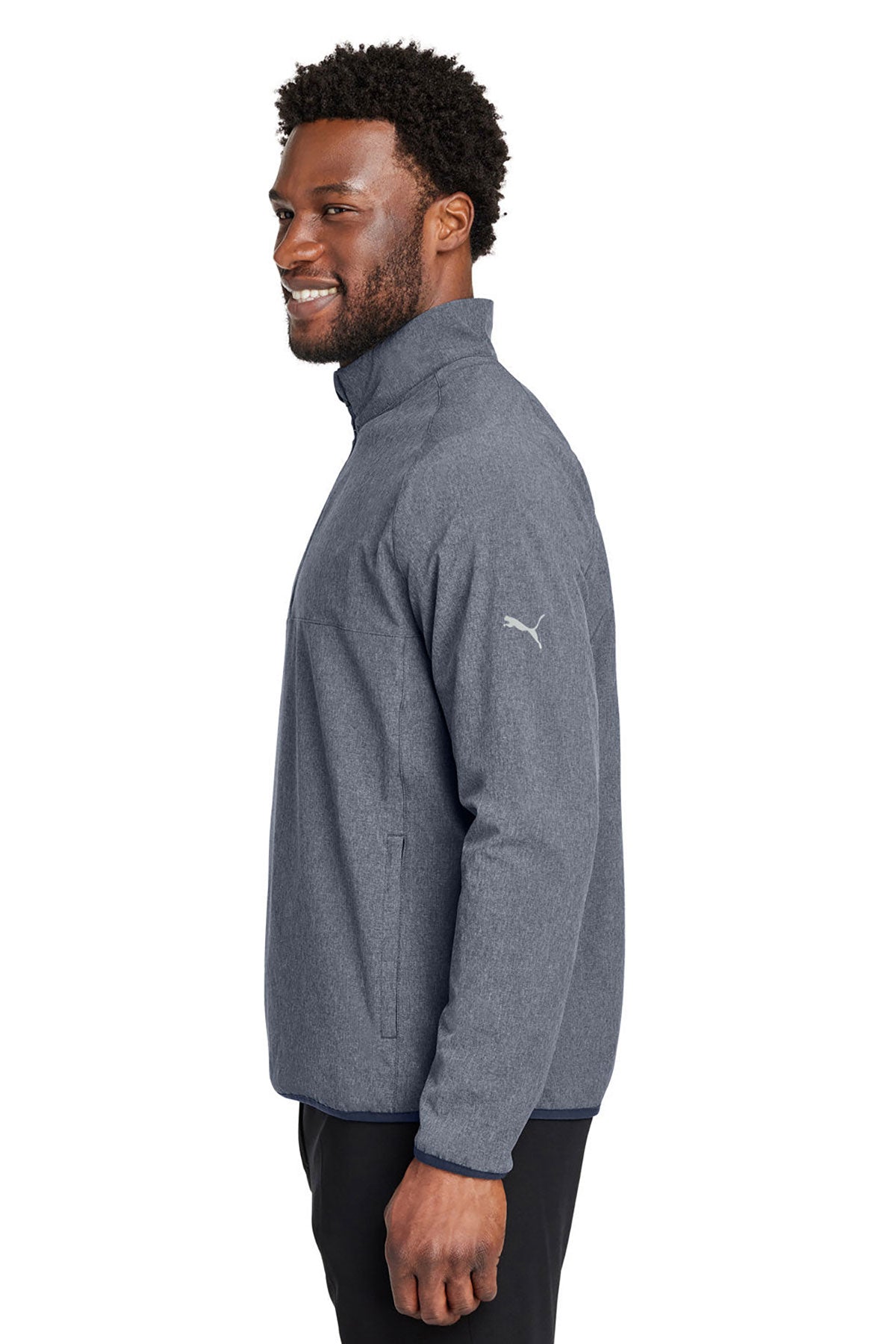 Custom Puma Men's Coastal Woven Quarter-Zip, Navy Blazer Heather