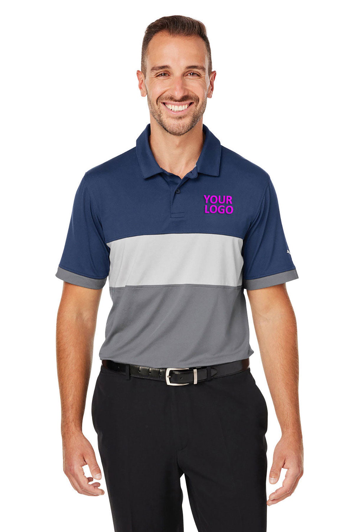 Custom Puma Men's Cloudspun Highway Polo, Navy Blazer