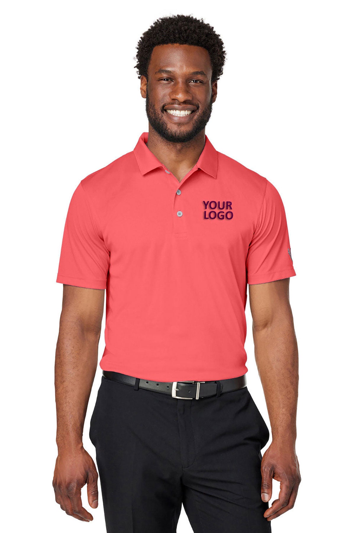 Custom Puma Men's Gamer Golf Polo, Hot Coral