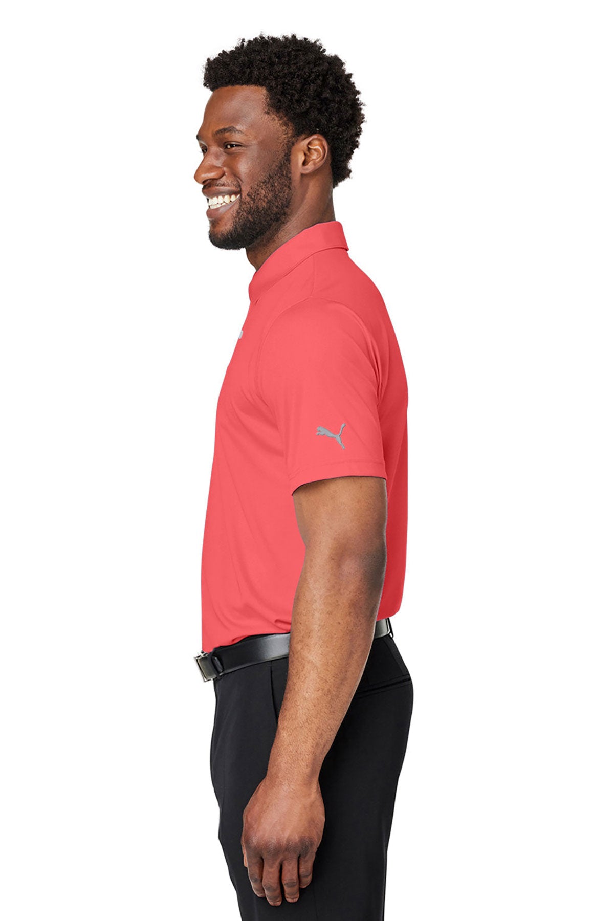 Custom Puma Men's Gamer Golf Polo, Hot Coral