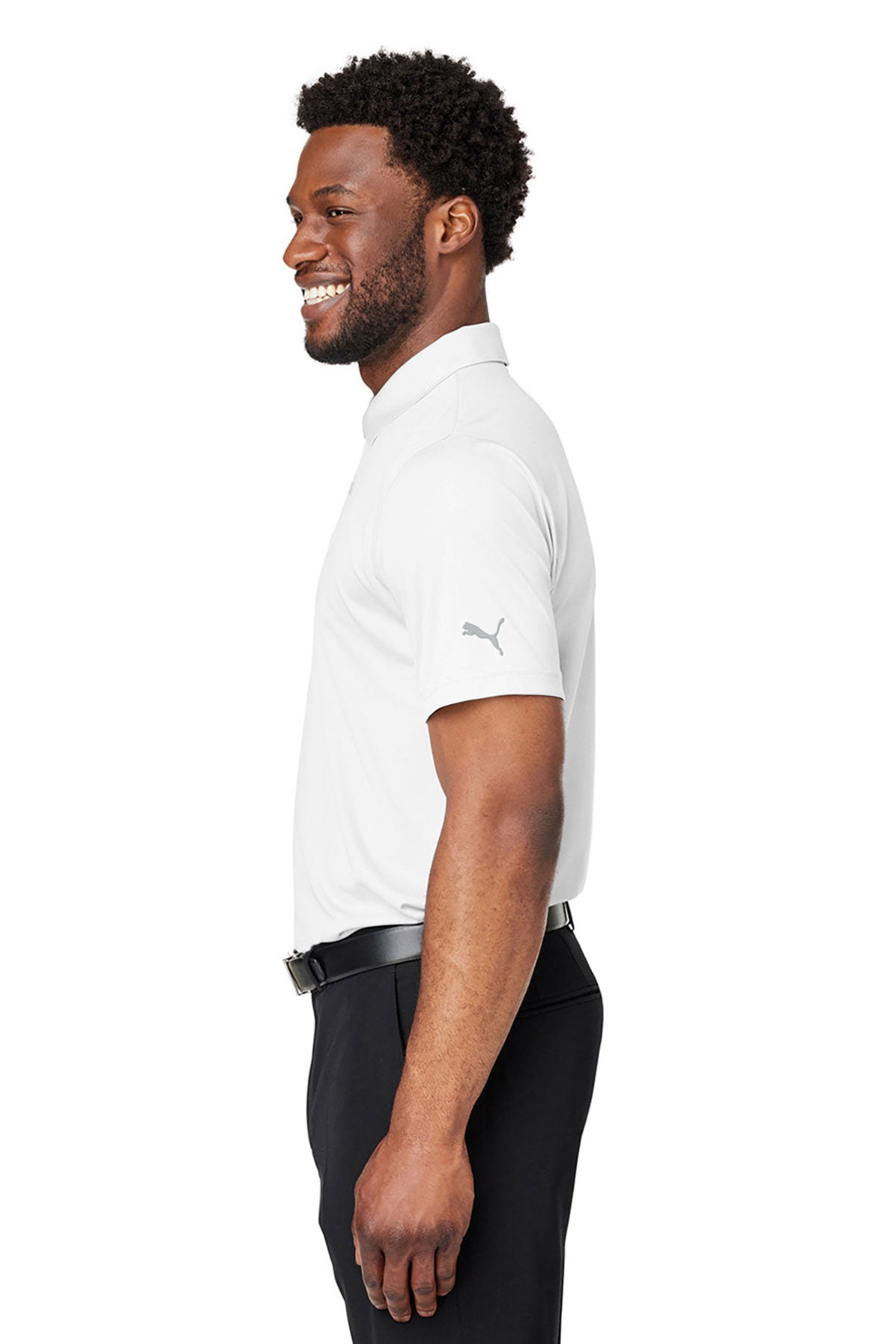 Custom Puma Men's Gamer Golf Polo, Bright White