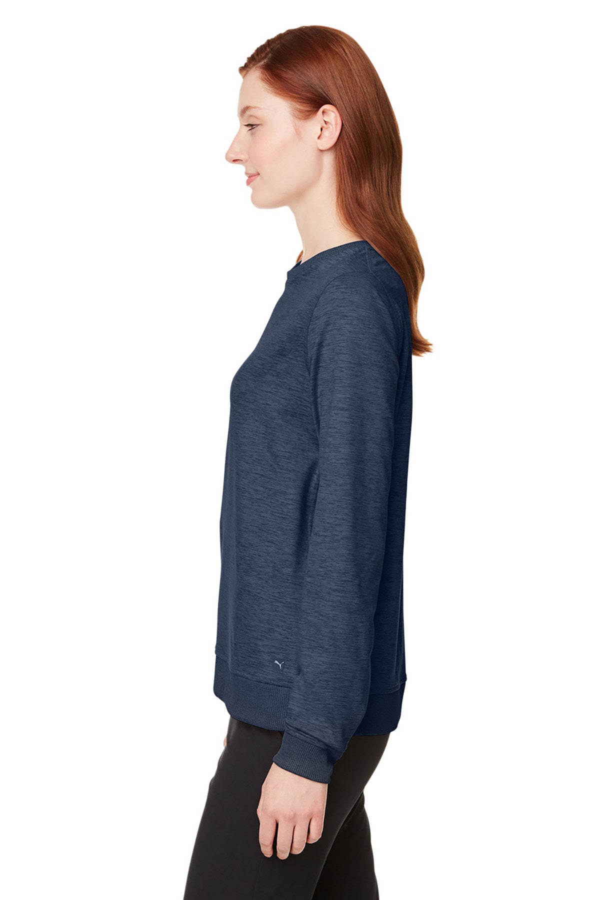 Custom Puma Ladies Cloudspun Crew, Navy Blazer Heather