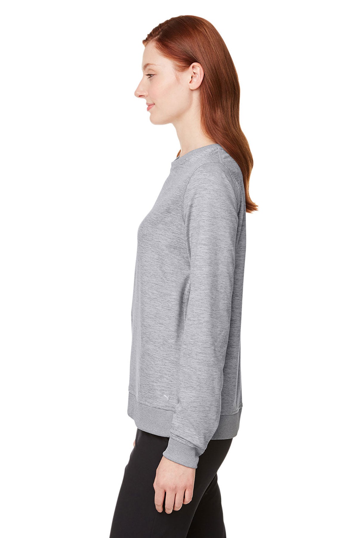 Custom Puma Ladies Cloudspun Crew, Light Gray Heather