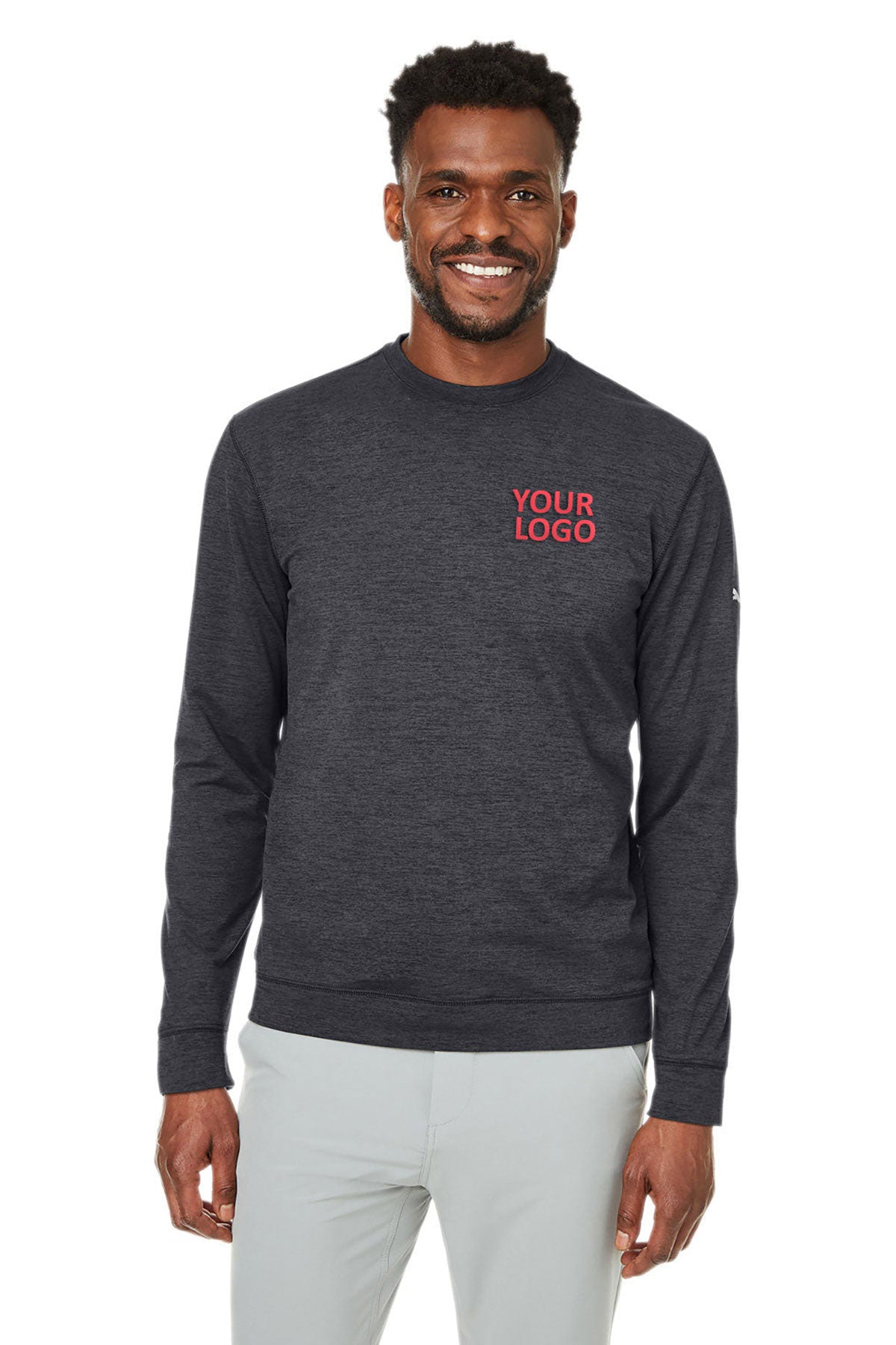 Custom Puma Men's Cloudspun Crew, Puma Black Heather