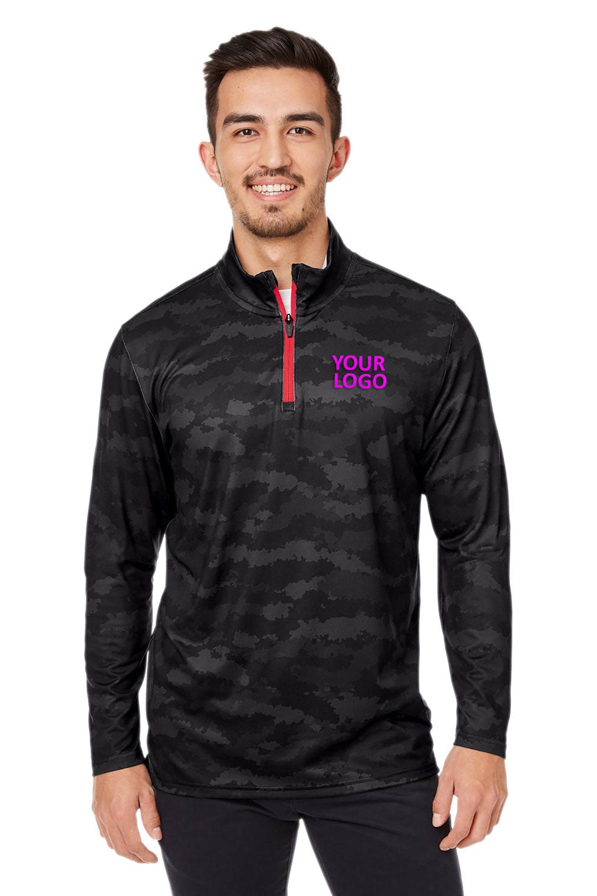 Custom Puma Men's Volition Flanked Quarter-Zip, Puma Black