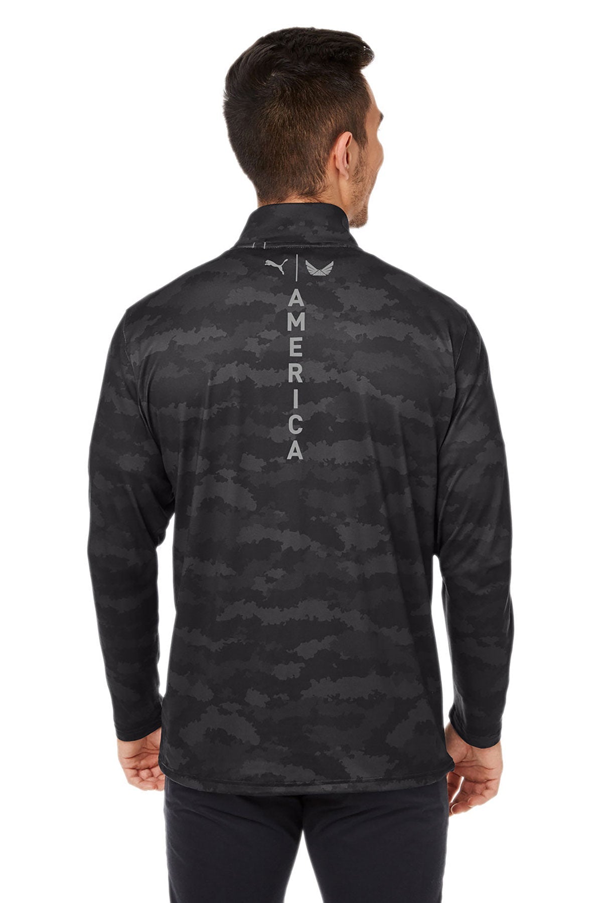 Custom Puma Men's Volition Flanked Quarter-Zip, Puma Black