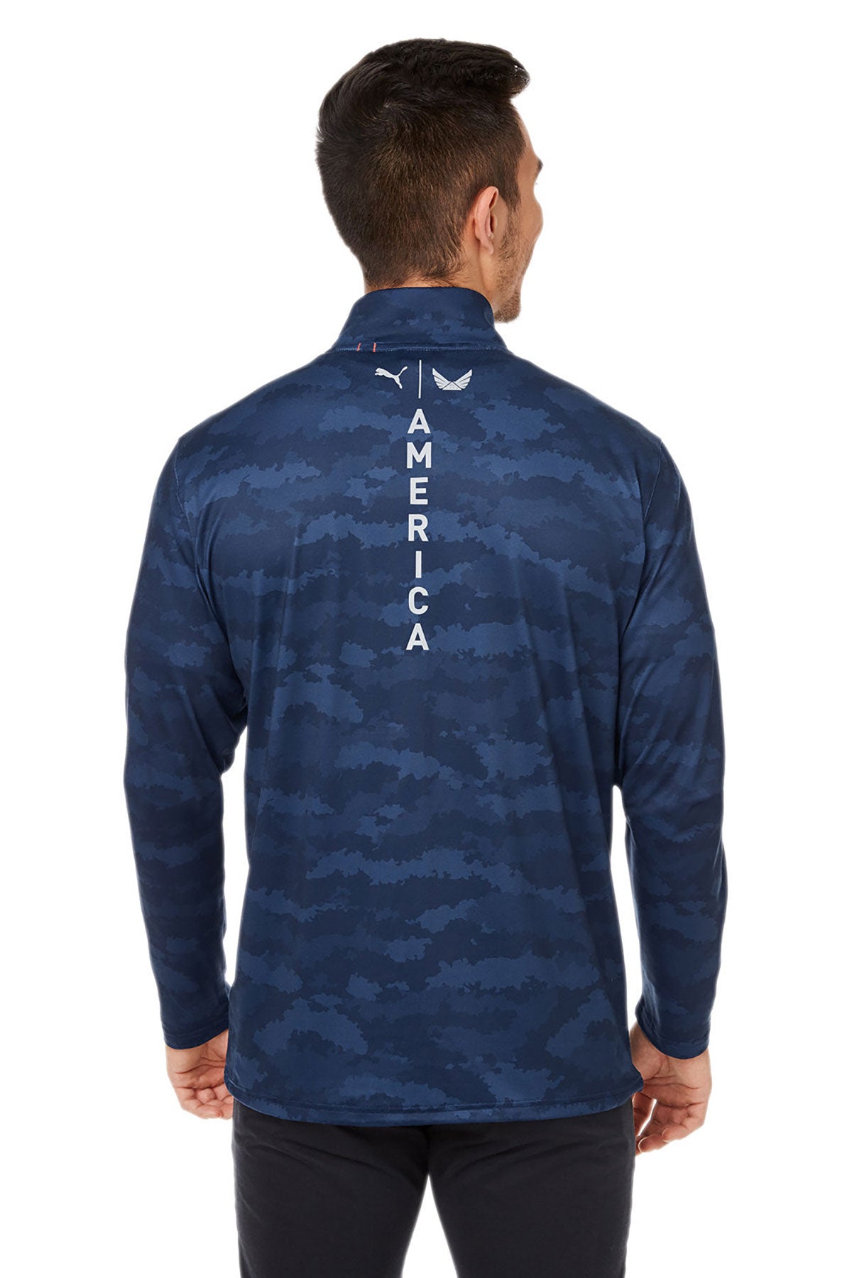 Custom Puma Men's Volition Flanked Quarter-Zip, Navy Blazer