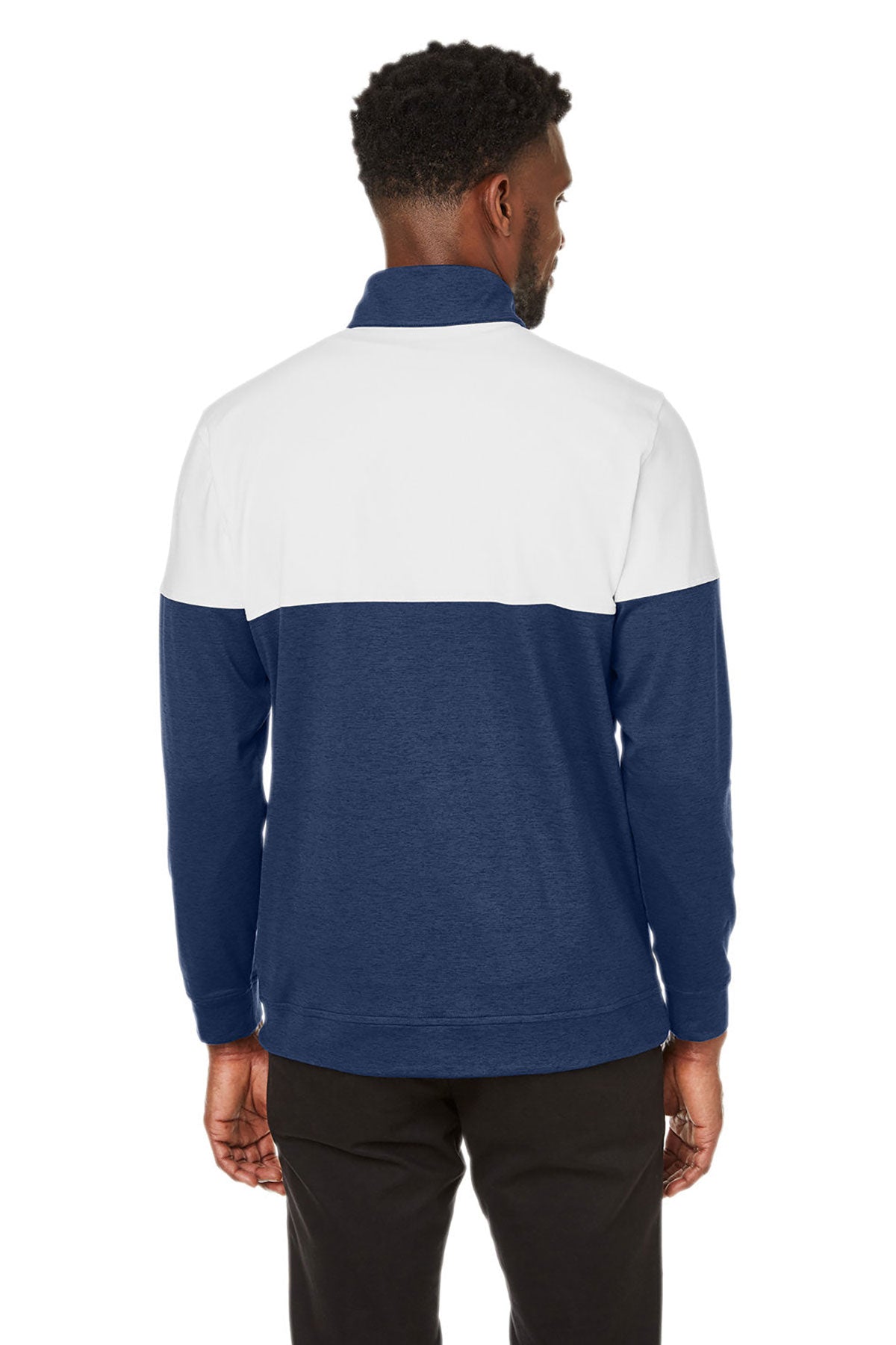 Custom Puma Men's Cloudspun Warm Up Quarter-Zip, Peacoat Bright White