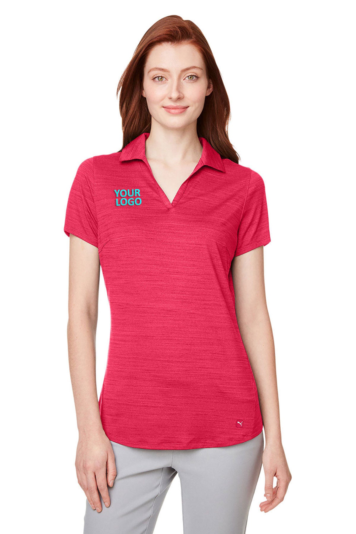 Custom Puma Ladies Cloudspun Free Polo, Teaberry Heather