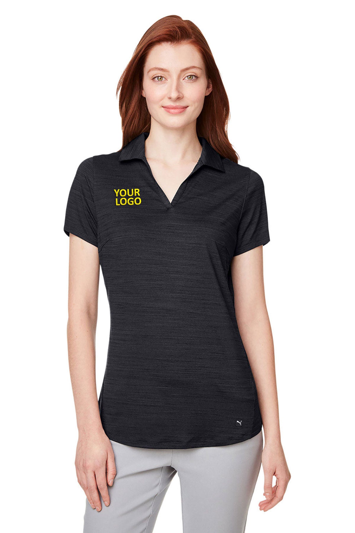Custom Puma Ladies Cloudspun Free Polo, Puma Black Heather