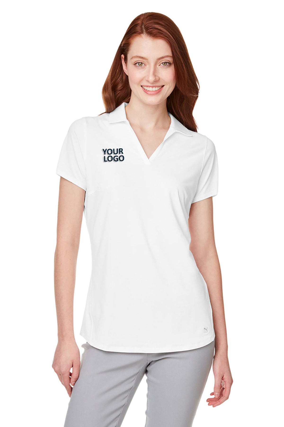 Custom Puma Ladies Cloudspun Free Polo, Bright White