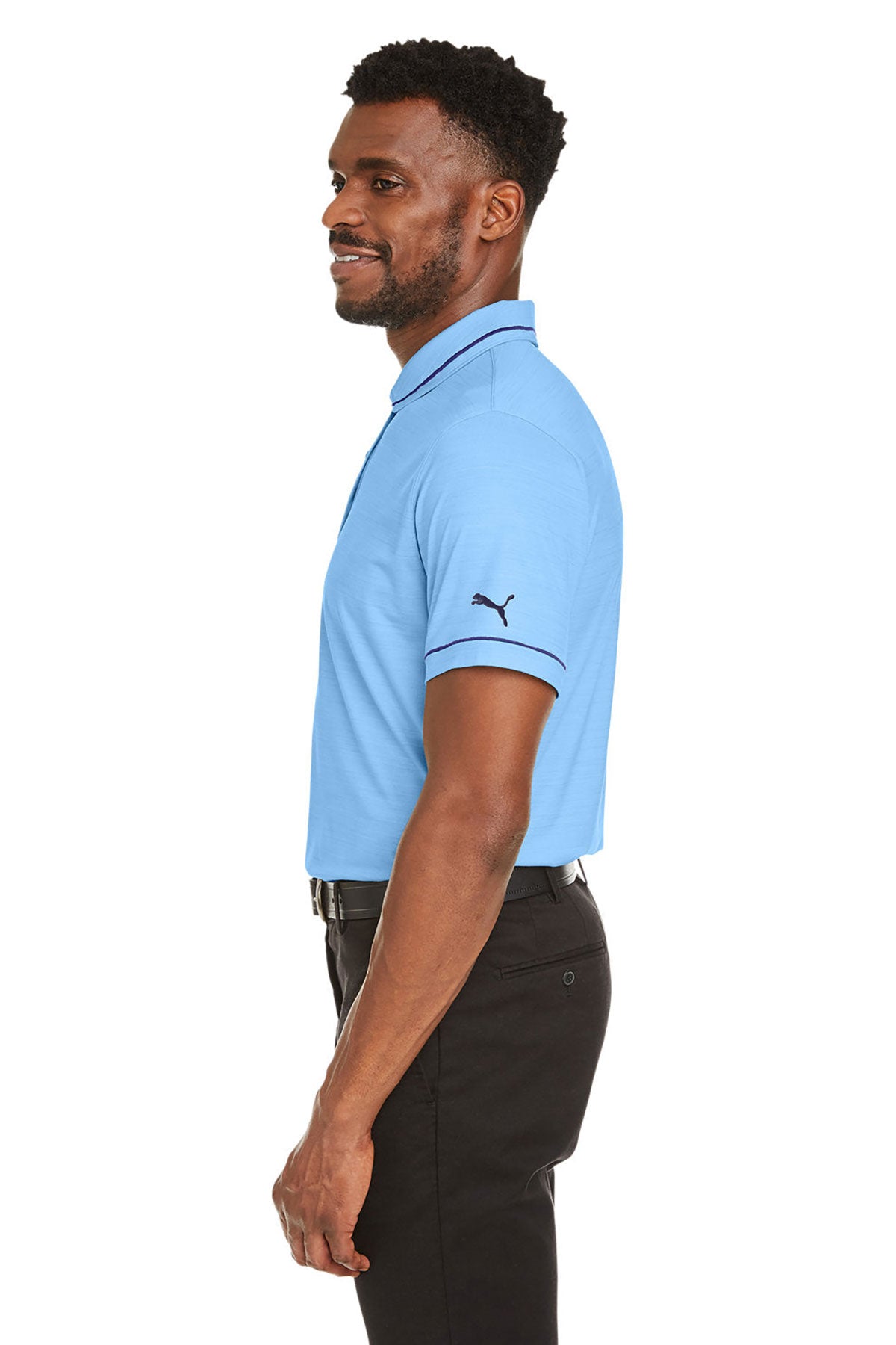 Custom Puma Men's Cloudspun Monarch Polo, Placid Blue Heather